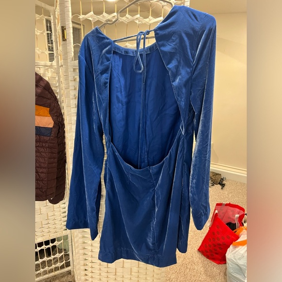 Blue Velvet Free People Dress BRAND NEW! Size L - Picture 2 of 5